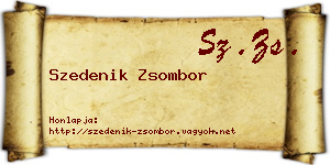 Szedenik Zsombor névjegykártya